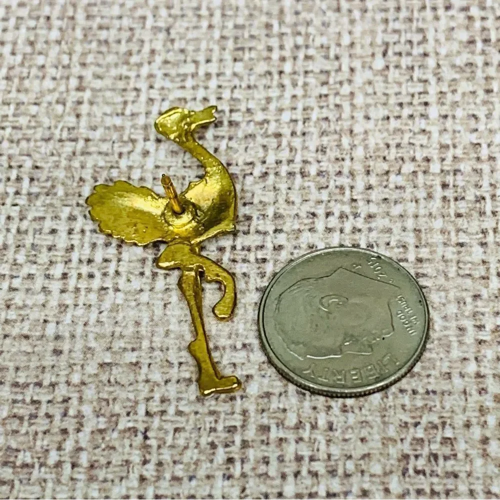 Gold Ostrich Crystal Straight Back Pin‎